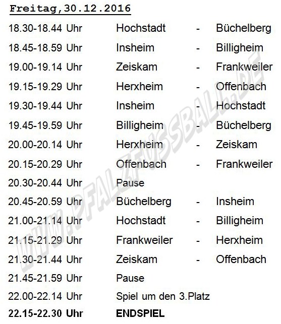 Spielplan am Freitag